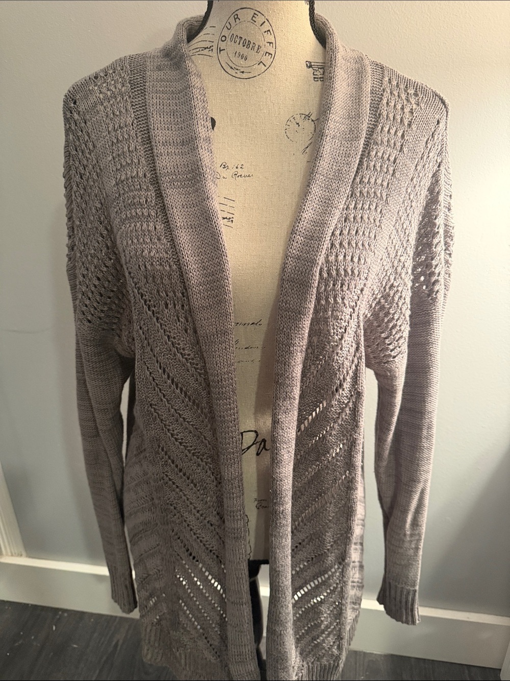 Leo & Nicole XL Gray Open-Front Knit Cardigan Sweater - Women summer office wear